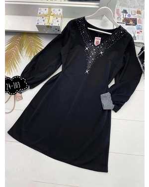 ПЛАТЬЕ ТКАНЬ КРЕПУН С СТРАЗЫ