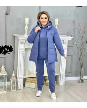 ЖЕНСКИЙ КОСТЮМ ТРОЙКА В РАЗМЕР ТКАНЬ ФЛИС С НАСОСАМ