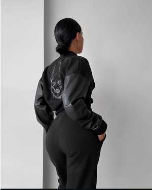 ЖЕНСКИЙ КОСТЮМ ДВОЙКА ТКАНЬ ТУРЕЦКАЯ 3-Х НИТКА НА ФЛИСЕ | РУКАВА - ЭКО КОЖА