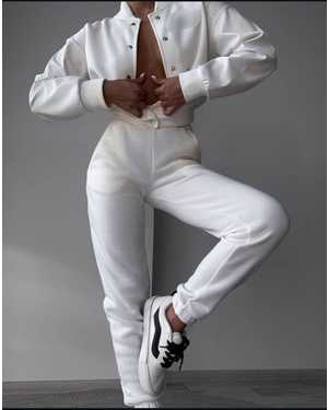 ЖЕНСКИЙ КОСТЮМ ДВОЙКА ТКАНЬ ТУРЕЦКАЯ 3-Х НИТКА НА ФЛИСЕ | РУКАВА - ЭКО КОЖА