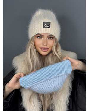 ШАПКА АНГОРА ДВОЙНОЙ ОТ 8 ДО 109 ЛЕТ РАЗМЕР: ЕДИНЫЙ 75 % АНГОРА, 15 % АКРИЛ, 15 % ШЕРСТЬ СЕЗОН ЗИМА