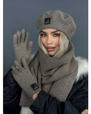 КОМПЛЕКТ БЕРЕТ ДВОЙНОЙ ОТ 15 ЛЕТ ДО 81 ЛЕТ РАЗМЕР: ЕДИНЫЙ 25% ШЕРСТЬ, 32% АНГОРА, 25% ПУХА НОРКИ, 18% АКРИЛ СЕЗОН ЗИМА