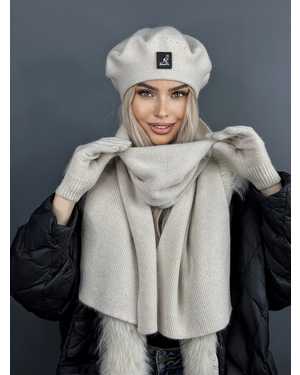 КОМПЛЕКТ БЕРЕТ ДВОЙНОЙ ОТ 15 ЛЕТ ДО 81 ЛЕТ РАЗМЕР: ЕДИНЫЙ 25% ШЕРСТЬ, 32% АНГОРА, 25% ПУХА НОРКИ, 18% АКРИЛ СЕЗОН ЗИМА