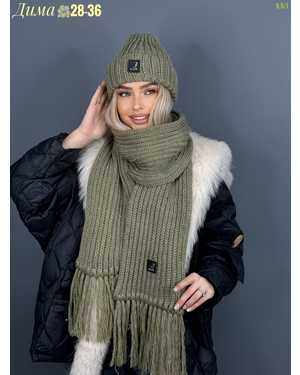 ШАПКА С ШАРФОМ РАЗМЕР: ЕДИНЫЙ 35% ШЕРСТЬ, 35% МАХЕР, 30% АКРИЛ