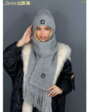 ШАПКА С ШАРФОМ РАЗМЕР: ЕДИНЫЙ 35% ШЕРСТЬ, 35% МАХЕР, 30% АКРИЛ