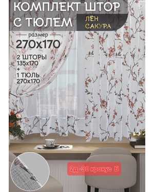 Шторы на кухню Ширина: 2.7м Высота:1.7м