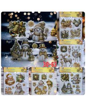 Новогодние светящиеся наклейки на окно Размер 30х40 см без выбора