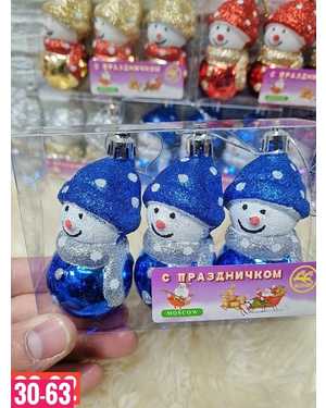 Игрушки для елки, пластик Размер 8см набор 3шт