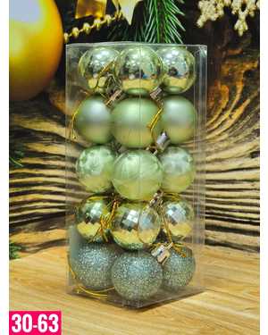 Игрушки для елки, пластик Набор 20шт шарики Размер: 3 см