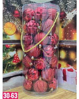 Игрушки для елки, пластик Размер шариков 6см в наборе 35 шт