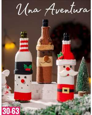 Новогодний чехол на бутылку размер 11х27 см без выбора