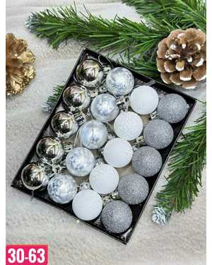 Игрушки для елки, пластик Размер шарики: 3см В наборе 20 шт