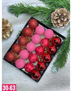 Игрушки для елки, пластик Размер шарики: 3см В наборе 20 шт