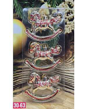 Игрушки для елки, пластик Размер 6,5 х 8 см набор 3 шт