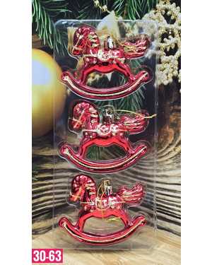 Игрушки для елки, пластик Размер 6,5 х 8 см набор 3 шт