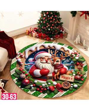 Круглый ковер в рождественском стиле Размер: диаметр 90 см