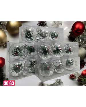 Игрушки для елки, пластик Размер шариков 6см в наборе 3 шт