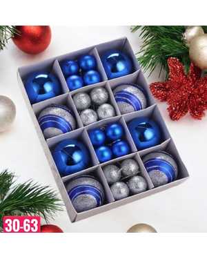 Новогодние игрушки шарики для eлки 2026 Размер: 6см - 8шт 3см - 32шт набор 40шт