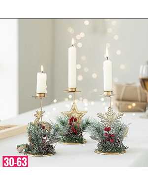 Рождественский золотой железный подсвечник Размер: 15 х 8 см без выбора
