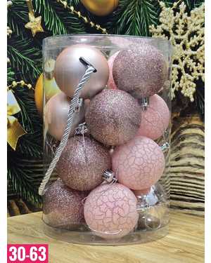 Игрушки для елки, пластик Размер шарики 6см набор 16шт