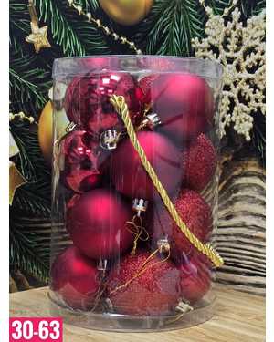 Игрушки для елки, пластик Размер шарики 6см набор 16шт