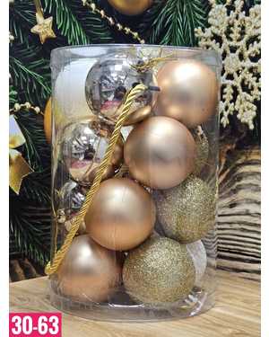 Игрушки для елки, пластик Размер шарики 6см набор 16шт