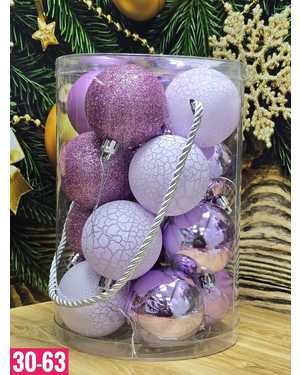 Игрушки для елки, пластик Размер шарики 6см набор 16шт