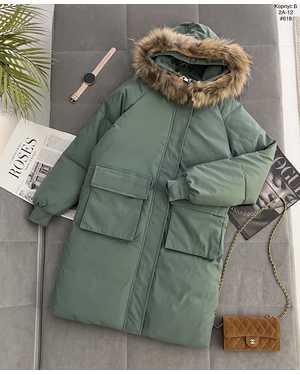 КУРТКА ТКАНЬ ПУХОВИК, НАТУРАЛЬНЫЙ МЕХ