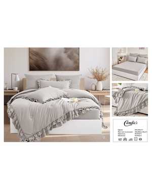 Комплект постельного белья с готовым одеялом. Состав 80% хлопок 20% вискоза Наполнитель одеяло 79% микрогель 21% волокно льна(возможно замена на похожее)