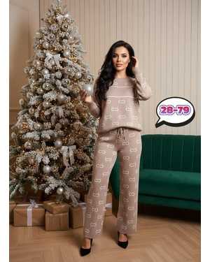 ЖЕНСКИЙ КОСТЮМ ДВОЙКА В РАЗМЕР ТКАНЬ ВЯЗАННЫЙ + СТРАЗ