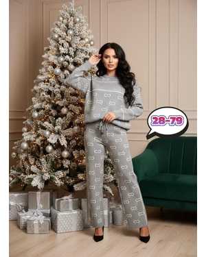 ЖЕНСКИЙ КОСТЮМ ДВОЙКА В РАЗМЕР ТКАНЬ ВЯЗАННЫЙ + СТРАЗ