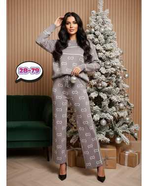 ЖЕНСКИЙ КОСТЮМ ДВОЙКА В РАЗМЕР ТКАНЬ ВЯЗАННЫЙ + СТРАЗ