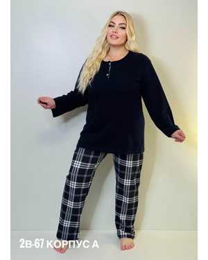 ПИЖАМА С НАЧЁСОМ В РАЗМЕР ТКАНЬ ХЛОПОК