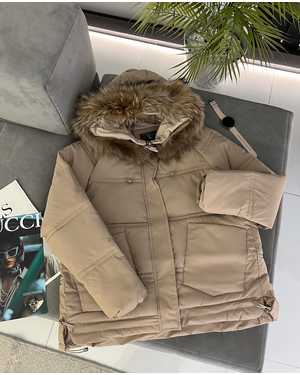 КУРТКА ТКАНЬ ПУХОВИК, НАТУРАЛЬНЫЙ МЕХ