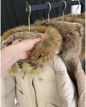 КУРТКА ТКАНЬ ПУХОВИК, НАТУРАЛЬНЫЙ МЕХ