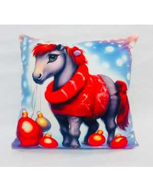ДЕКОРАТИВНАЯ ПОДУШКА ЛОШАДЬ 45-45 СМ МАТЕРИАЛ: ПЛЮШЕВЫЙ