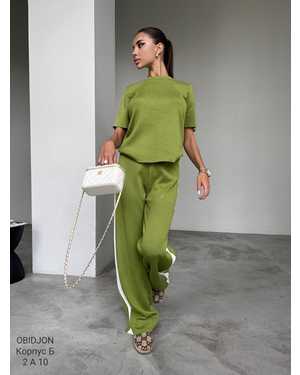 ЖЕНСКИЙ КОСТЮМ ТРОЙКА ТКАНЬ ВЯЗАННАЯ ТКАНЬ