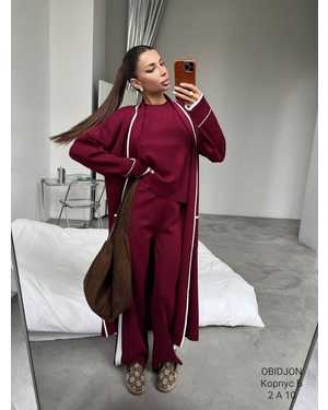 ЖЕНСКИЙ КОСТЮМ ТРОЙКА ТКАНЬ ВЯЗАННАЯ ТКАНЬ