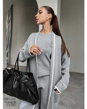 ЖЕНСКИЙ КОСТЮМ ТРОЙКА ТКАНЬ ВЯЗАННАЯ ТКАНЬ