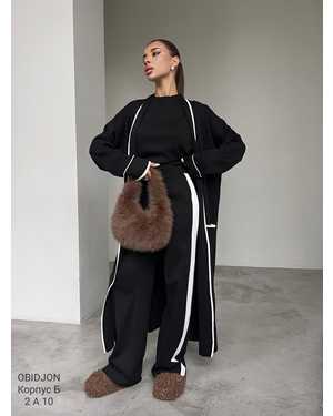 ЖЕНСКИЙ КОСТЮМ ТРОЙКА ТКАНЬ ВЯЗАННАЯ ТКАНЬ