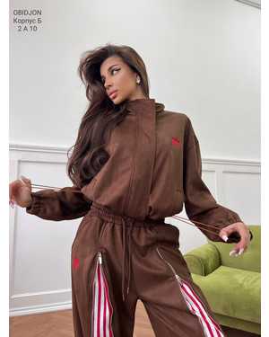 ЖЕНСКИЙ КОСТЮМ ТКАНЬ ЗАМША, СЕТОЧНАЯ ПОДКЛАДКА