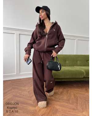 ЖЕНСКИЙ КОСТЮМ ТКАНЬ УТЕПЛЁННЫЙ С НАЧЕСОМ