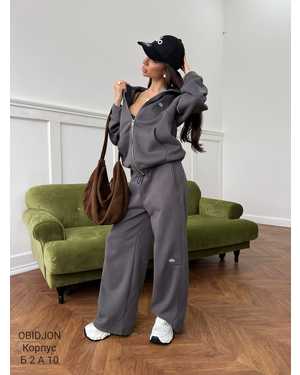 ЖЕНСКИЙ КОСТЮМ ТКАНЬ УТЕПЛЁННЫЙ С НАЧЕСОМ