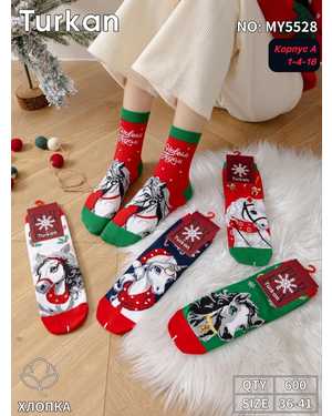 Новогодние носочки Состав хлопок Размер 36-41 В упаковке 10 пар