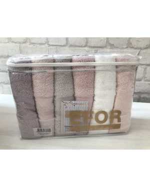 Полотенце махровое. Размер 70/140 см в упаковке 6 шт разные цвета