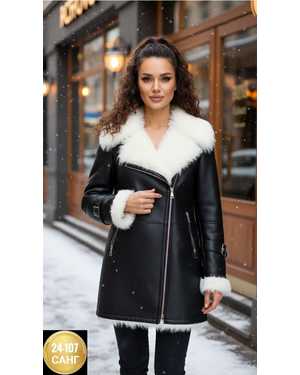 ДУБЛЁНКА ТКАНЬ КОЖА С НАТУРАЛЬНЫМ БАРАШКОМ