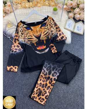 ЖЕНСКИЙ КОСТЮМ ДВОЙКА ТКАНЬ ТРИКОТАЖ С СУБЛИМАЦИЯ