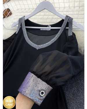 ПЛАТЬЕ ТКАНЬ КРЕП/РУКАВА КРЕП ШИФОН