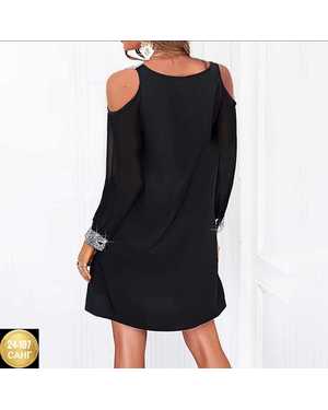 ПЛАТЬЕ ТКАНЬ КРЕП/РУКАВА КРЕП ШИФОН