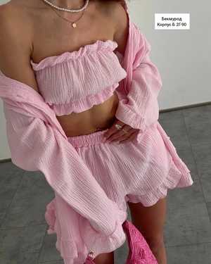 ЖЕНСКИЙ КОСТЮМ ТРОЙКА В РАЗМЕР ТКАНЬ МУСЛИН